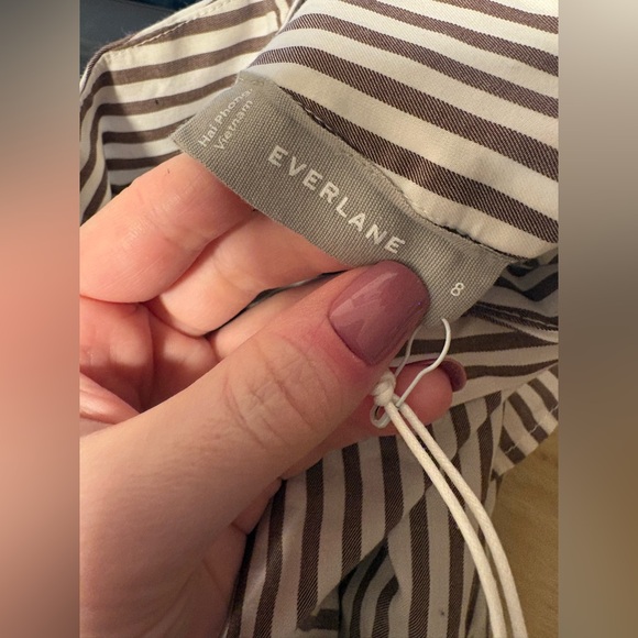 Everlane Women's The Wing Shoulder Mockneck Blouse Striped 8 - Picture 4 of 4